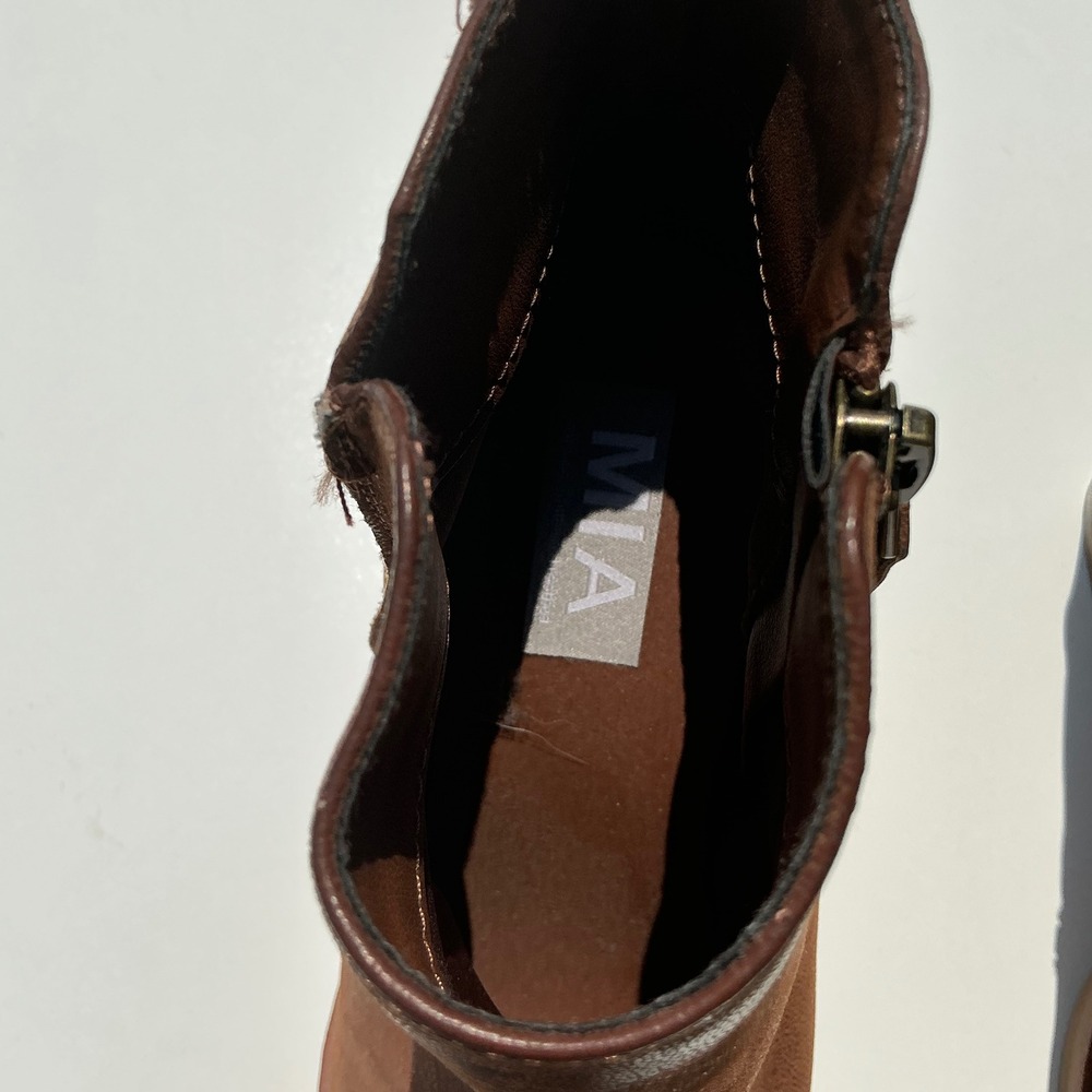 MIA Womens Cognac Brown Faux Leather Block Heel Ankle Boots Size 7.5 - Picture 8 of 10